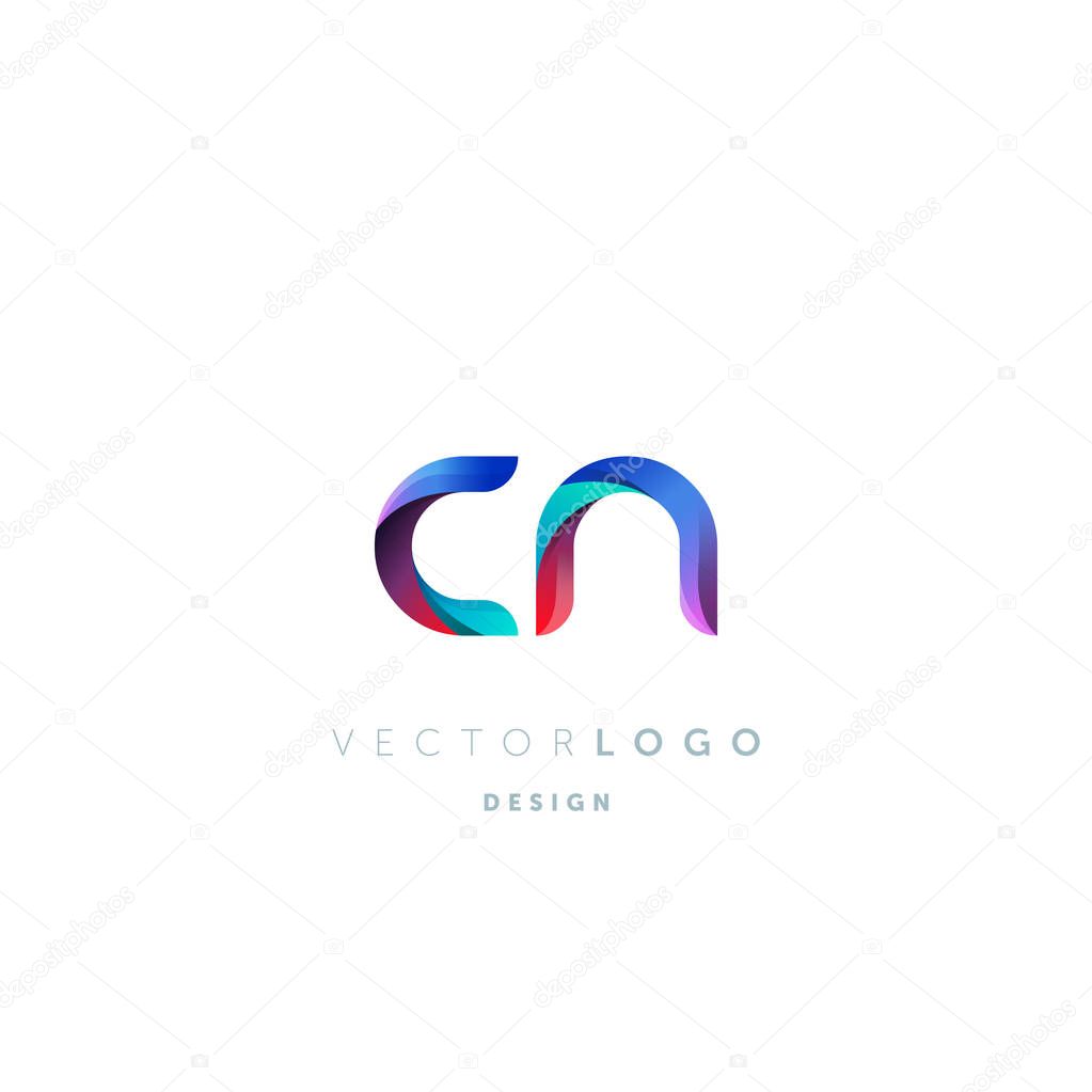 Logo joint Cn for Business Card Template, Vector