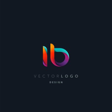 Degrade IB harf Logo, kartvizit şablonu, vektör