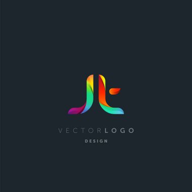 Degrade Jt harf Logo, kartvizit şablonu, vektör