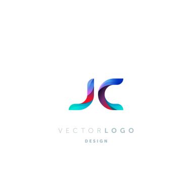 Degrade Jc harf Logo, kartvizit şablonu, vektör