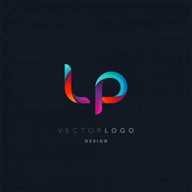 Degrade Lp harf Logo, kartvizit şablonu, vektör