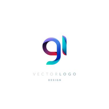 Degrade Gi harf Logo, kartvizit şablonu, vektör