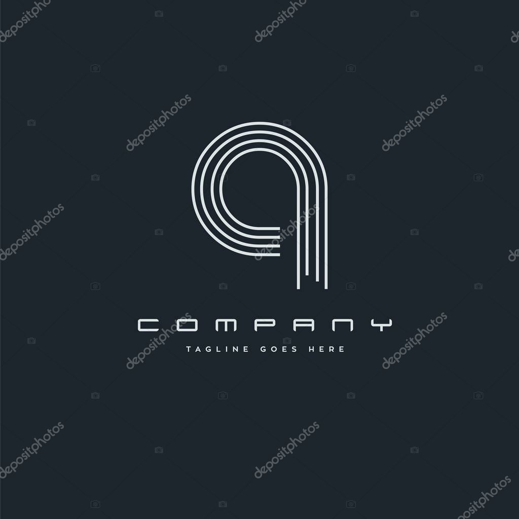 Line logo q for Business Card Template, Vector