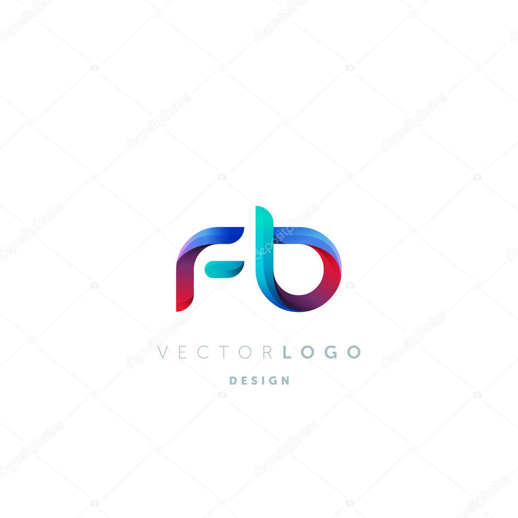 Gradient Fb Letters Logo, Business Card Template, Vector