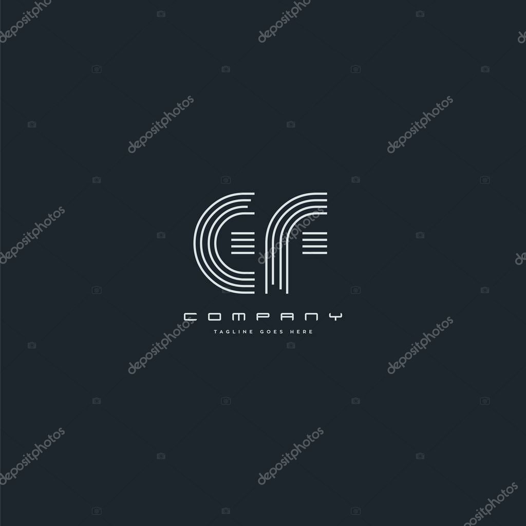 Line logo joint Ef for Business Card Template, Vector