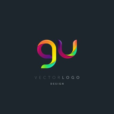 Degrade Gu harf Logo, kartvizit şablonu, vektör