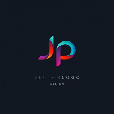 Degrade Jp harf Logo, kartvizit şablonu, vektör