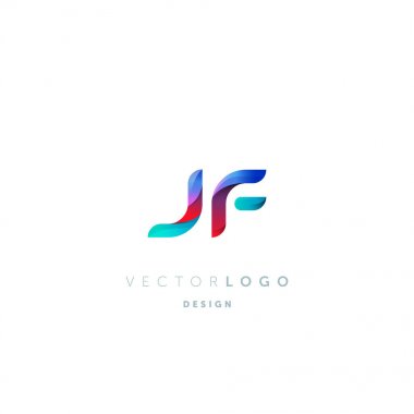 Degrade Jf harf Logo, kartvizit şablonu, vektör