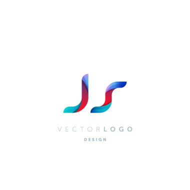 Degrade Js harf Logo, kartvizit şablonu, vektör