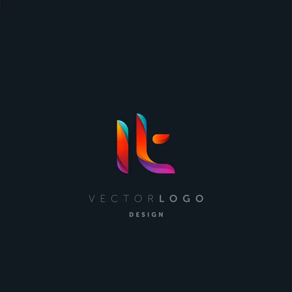 Gradiente Ele Letras Logotipo Modelo Cartão Visita Vetor — Vetor de Stock