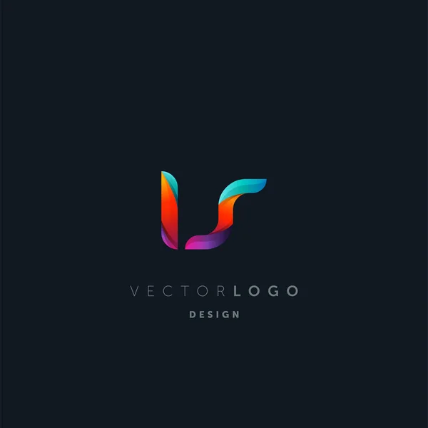 Gradiente Letras Logotipo Modelo Cartão Visita Vetor — Vetor de Stock