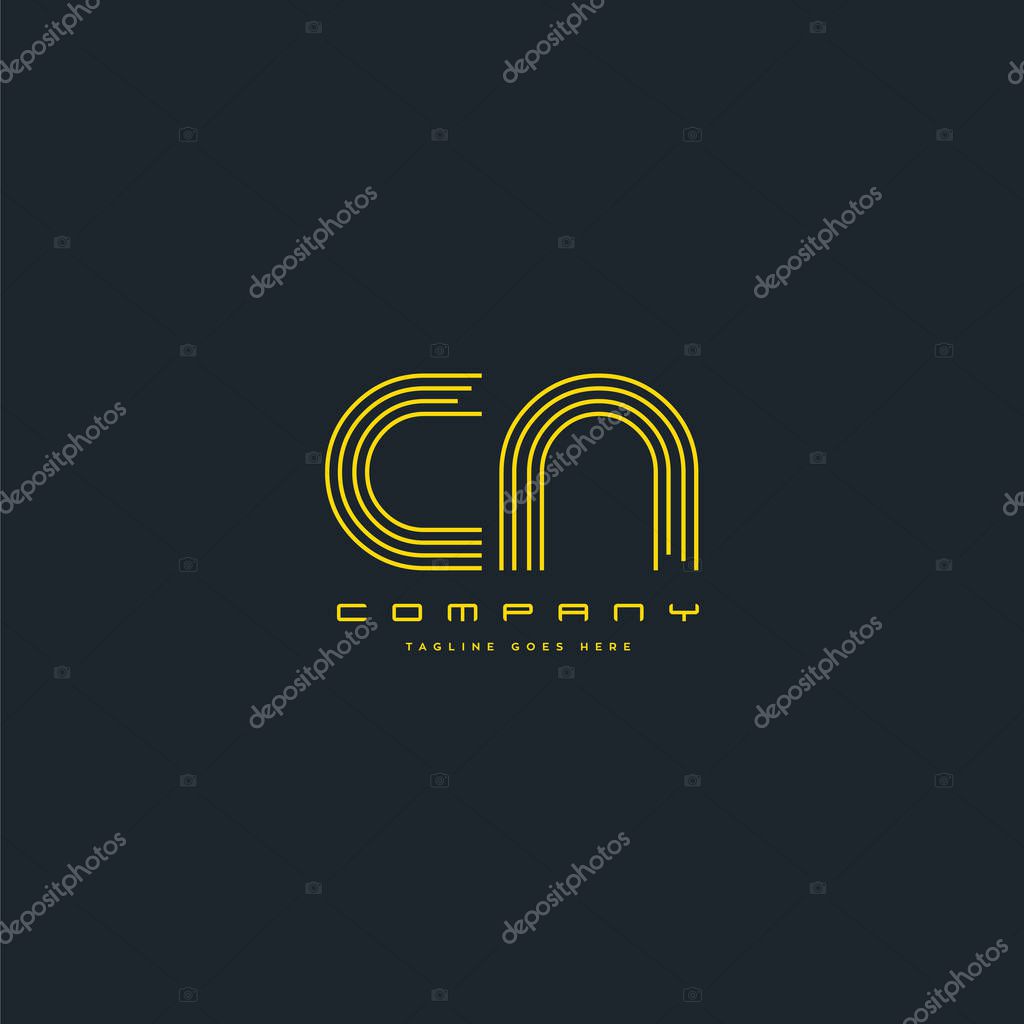 Line logo joint Cn for Business Card Template, Vector