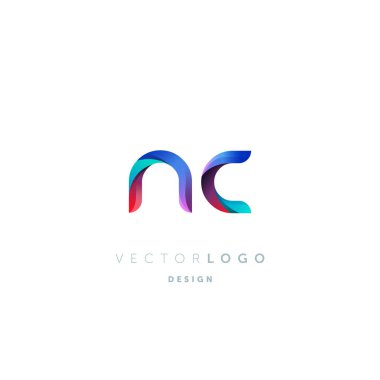 Degrade Nc harf Logo, kartvizit şablonu, vektör