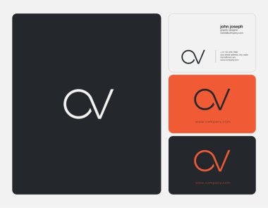 ov harf Logo, kartvizit şablonu, vektör
