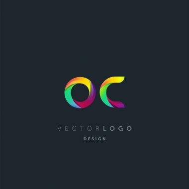 Gradient Oc Letters Logo, Business Card Template, Vector clipart