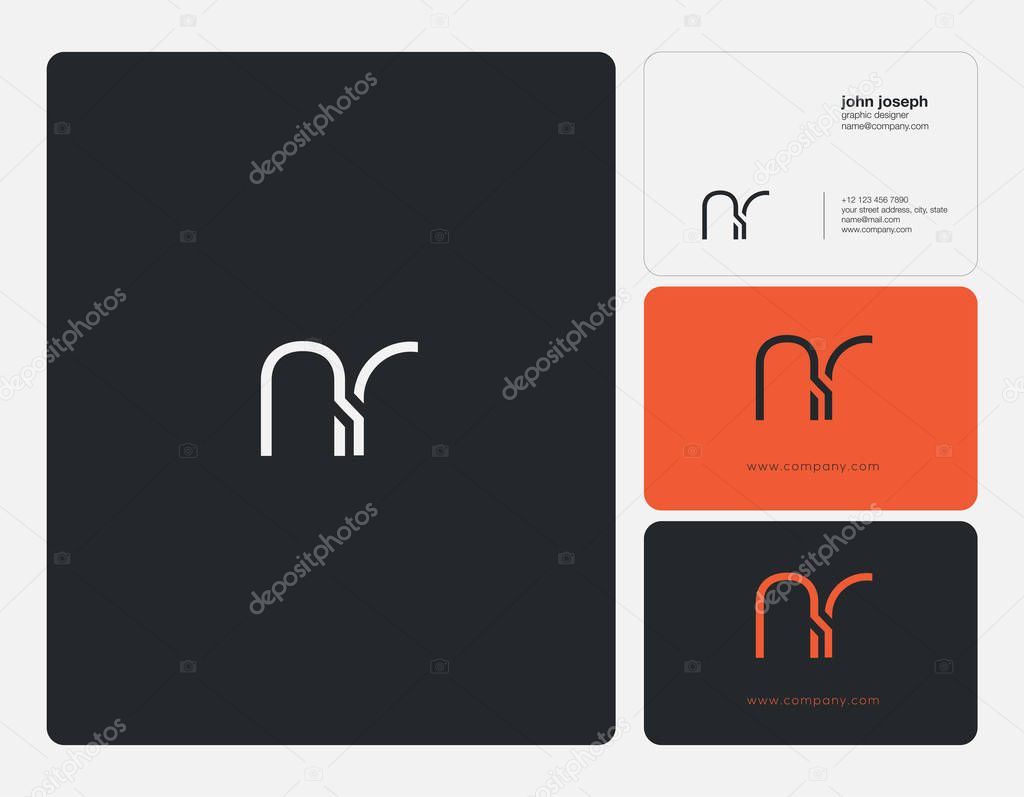 nr  Letters Logo, Business Cards Template, Vector