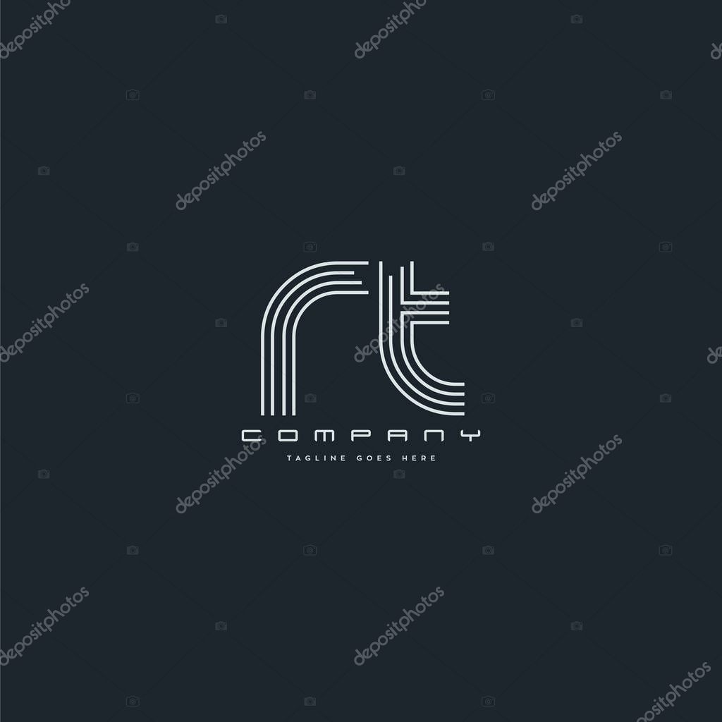 Rt  joint  letters logo, business card template, Vector