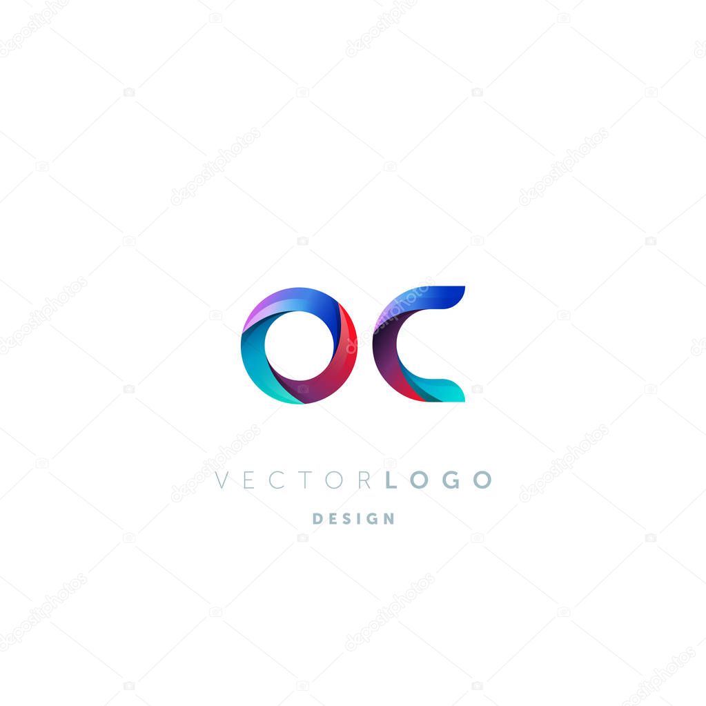 Gradient Oc Letters Logo, Business Card Template, Vector
