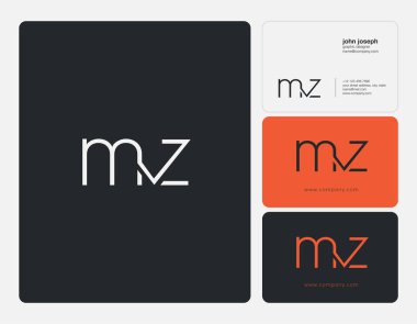 MZ harf Logo, kartvizit şablonu, vektör