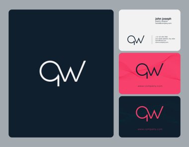 Ortak Qw harf Logo, kartvizit şablonu, vektör