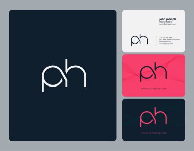 pH harf Logo, kartvizit şablonu, vektör