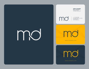 MD harf Logo, kartvizit şablonu, vektör