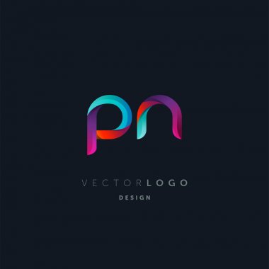 Degrade Pn harfleri Logo, kartvizit şablonu, vektör
