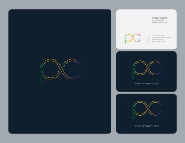 PC harf Logo, kartvizit şablonu, vektör