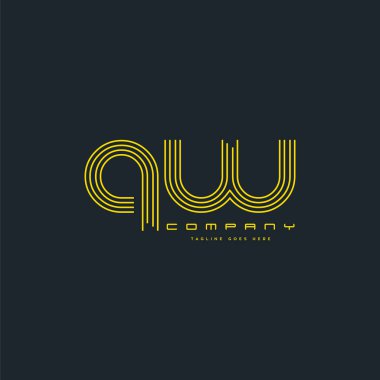 Ortak Qw harf Logo, kartvizit şablonu, vektör