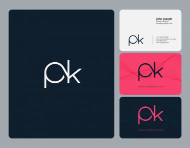 PK harf Logo, kartvizit şablonu, vektör