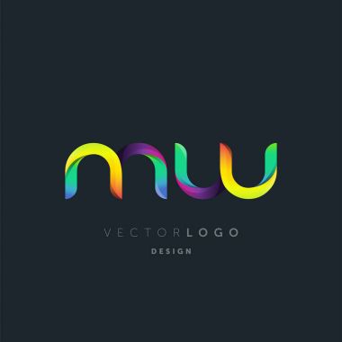 Degrade Mw harf Logo, kartvizit şablonu, vektör