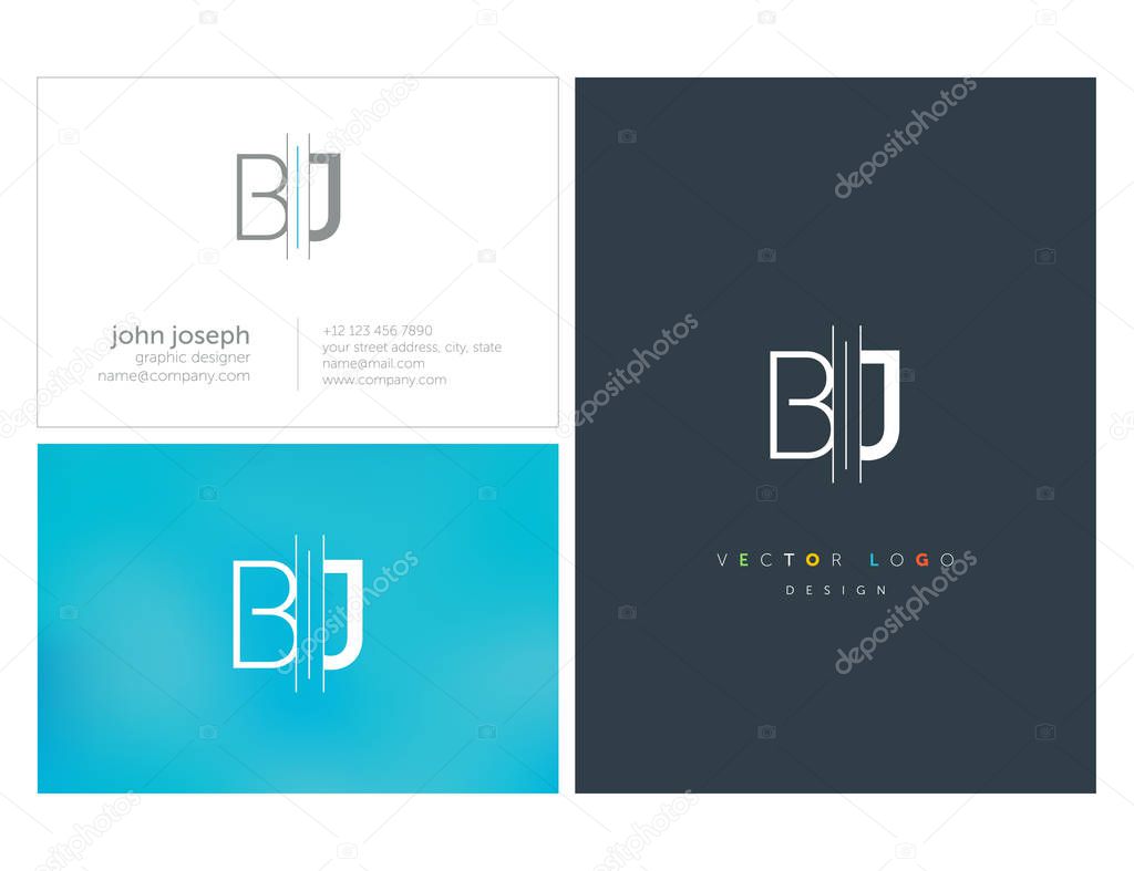 logo joint Bj for Business Card Template, Vector