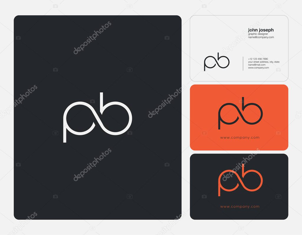 pb Letters Logo, Business Cards Template, Vector
