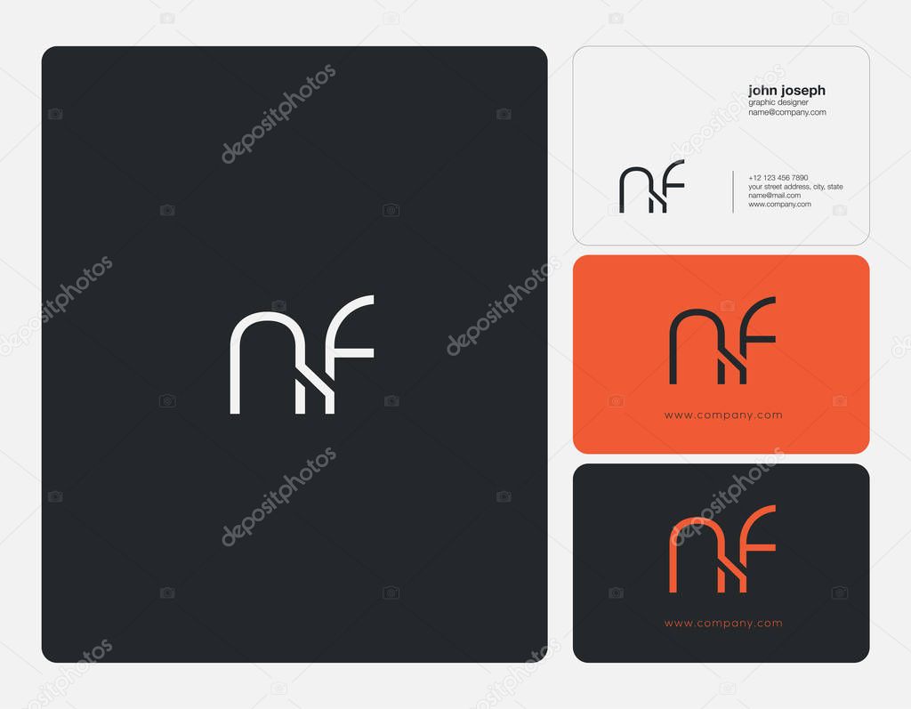 Nf  Letters Logo, Business Cards Template, Vector