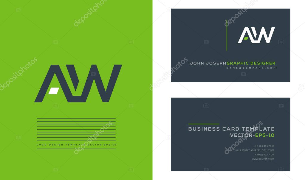 logo joint Aw for Business Card Template, Vector