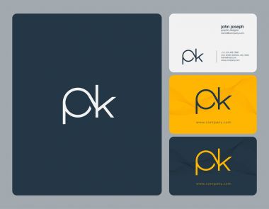PK harf Logo, kartvizit şablonu, vektör