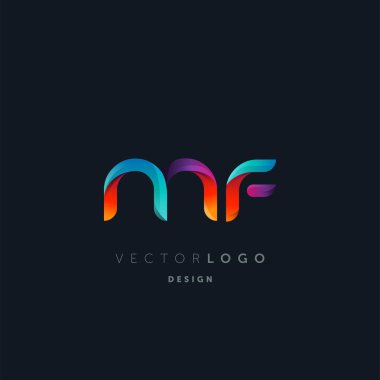 Degrade Mf harf Logo, kartvizit şablonu, vektör