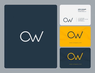 AW harf Logo, kartvizit şablonu, vektör