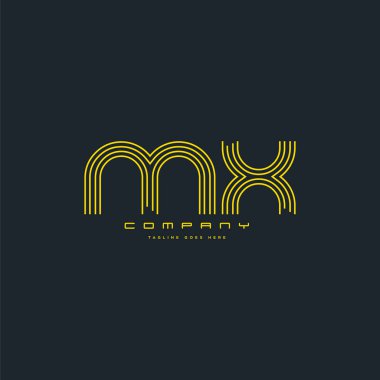Ortak Mx harf Logo, kartvizit şablonu, vektör