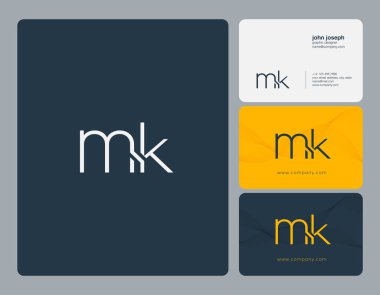 MK harf Logo, kartvizit şablonu, vektör