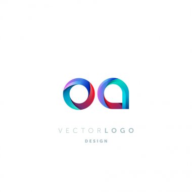 Gradient Oa Letters Logo, Business Card Template, Vector clipart