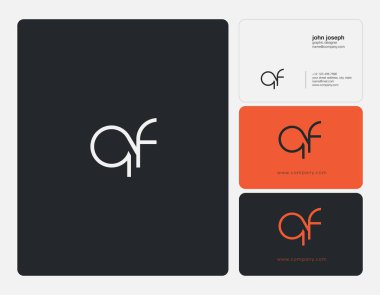 QF harf Logo, kartvizit şablonu, vektör