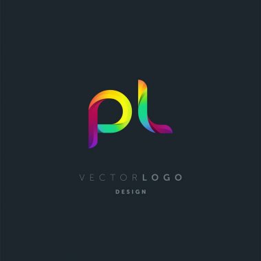 Degrade Pl harf Logo, kartvizit şablonu, vektör