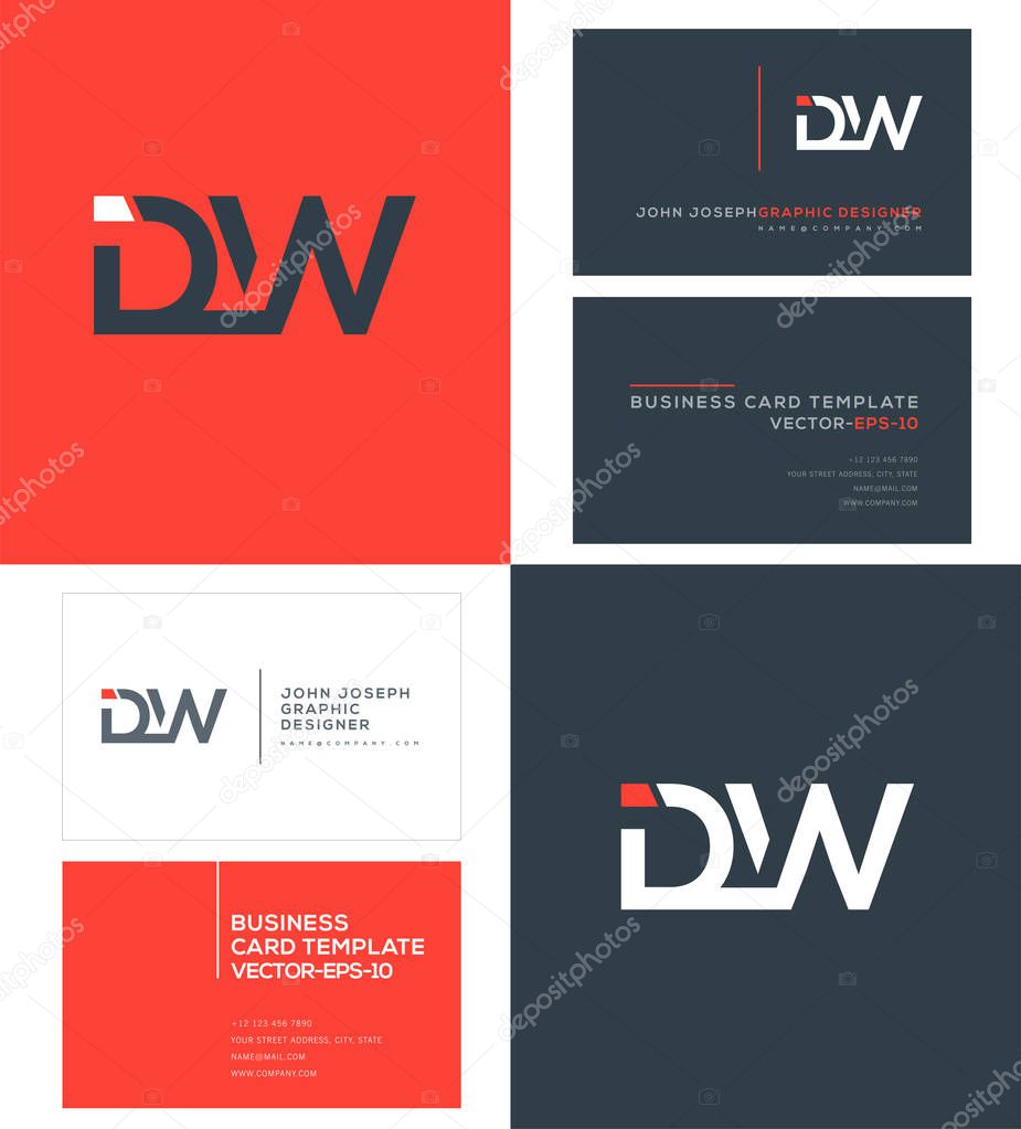 Logo joint Dw for Business Card Template, Vector