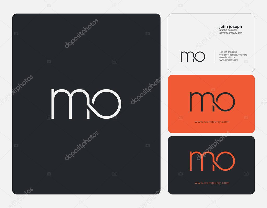 mo  Letters Logo, Business Cards Template, Vector