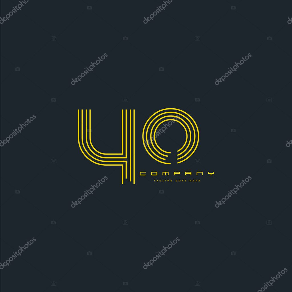 Line Yo Letters Logo, Business Card Template, Vector