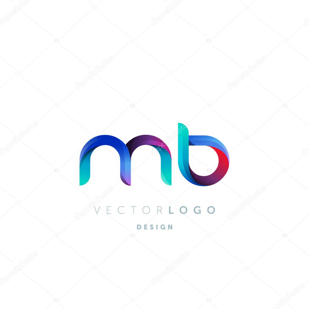 Gradient Mb Letters Logo, Business Card Template, Vector