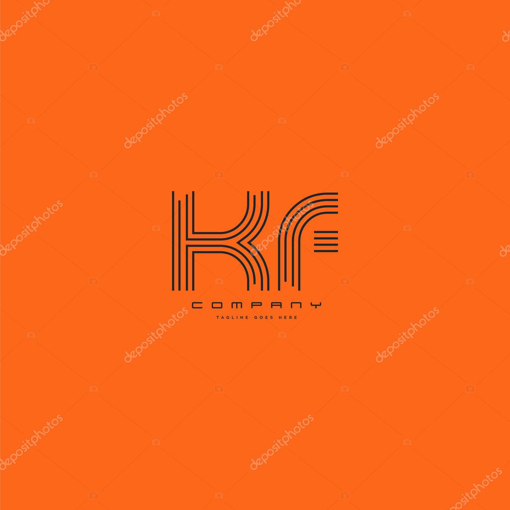 Kf   joint  letters logo, business card template, Vector