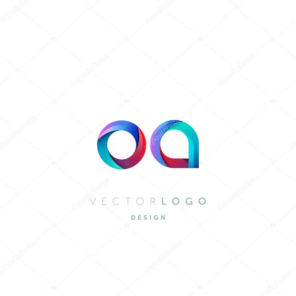 Gradient Oa Letters Logo, Business Card Template, Vector