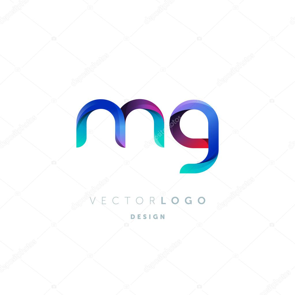 Gradient Mg Letters Logo, Business Card Template, Vector